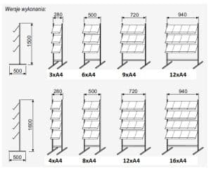 Stojak na foldery katalogi A4 wersje wykonania