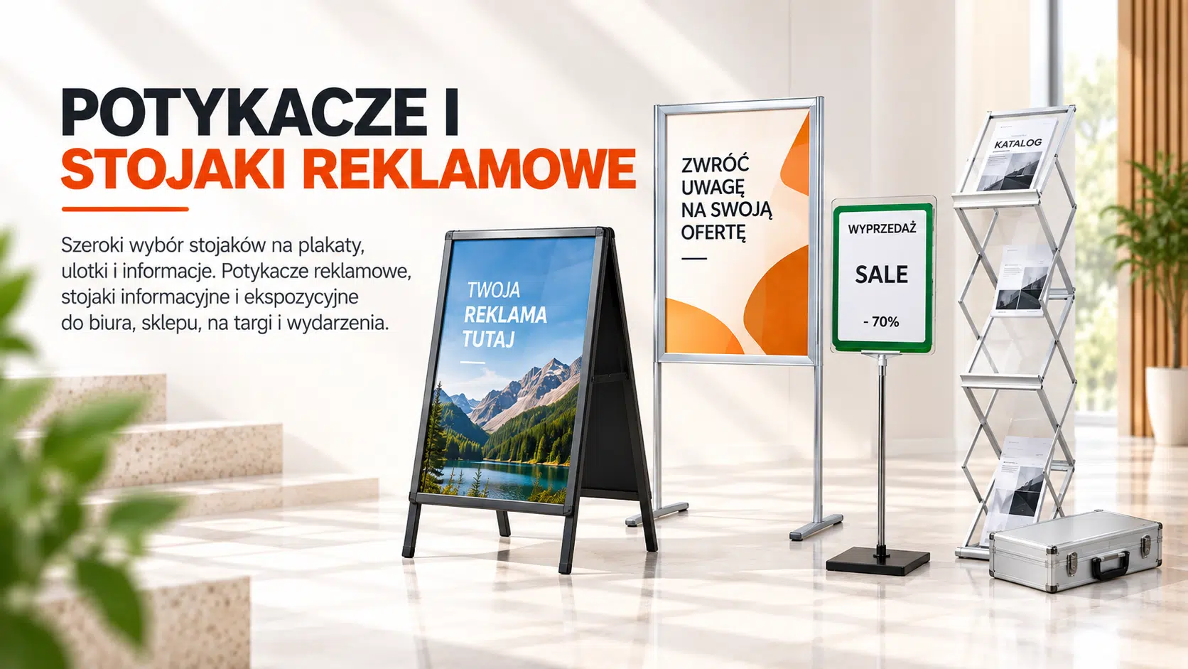 Potykacze i stojaki reklamowe – stojaki na plakaty, stojaki informacyjne i stojaki na ulotki