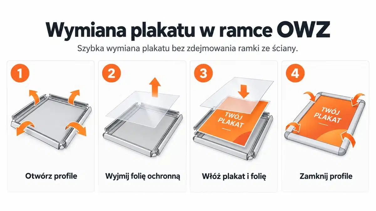 Wymiana plakatu w ramce OWZ Jak wymienić plakat w ramce OWZ